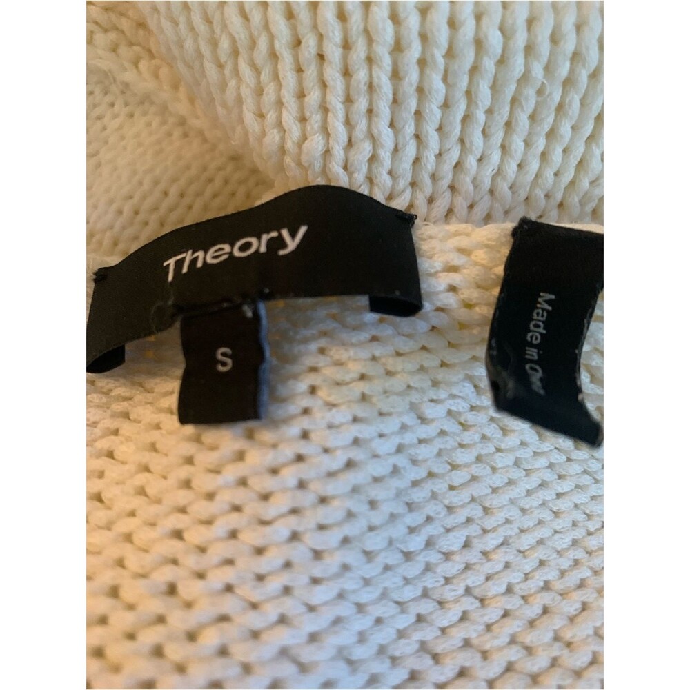 Theory Oversize Chunky Ecru Sweater Pullover with Slits Ivory cotton size small - Picture 12 of 13